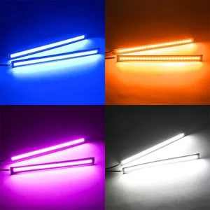 2pcs Flexible COB Waterproof Daytime Running Light Front Bumper Turn Signal Side Marker Lamp Universal Car Modification Light
