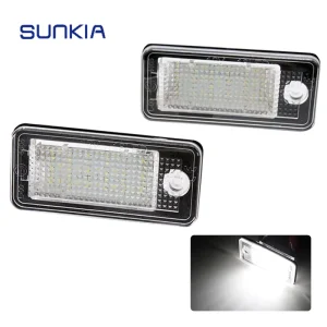 2pcs License Number Plate Light 18LED Error Free For Audi A3 S3 A4 B6 A6 S6 A8 RS4 8E0807430A 8E0807430B 8E0943021B 8E094302