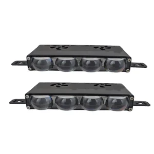 2pcs New Car Auxiliary Lights LED Grille Spotlights 4 Lens DRL Fog Work Light Off Road Trucks DC12-36V 60W
