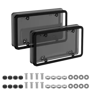 2pcs Pack Car License Plate Cover Shield Frame USA Size Transparent Plastic License Plate Frame