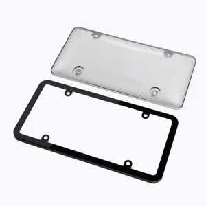 2pcs Tinted Smoked License Plate Tag Shield License Plate Protector Frame Combo Clear Plastic Front Rear Cover for USA Market