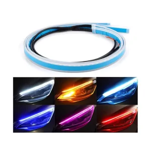 2pcs Universal Color Changing LED Daytime Running Light Strip 12V Auto White Turn Signal Yellow Brake Flow Lights Turn Signals