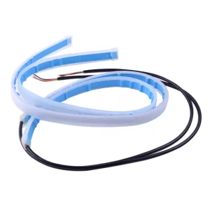 2pcs White Turn Signal Amber LED DRL Car Daytime Running Light Flexible IP65 IP68 Waterproof High Brightness 3M Adhesive