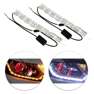 2x Universal Waterproof Flexible 16 LED Strips White Yellow DRL Daytime Running Light