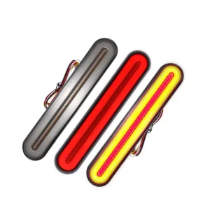 2x Waterproof LED Trailer Truck Brake Light 3 in 1 Neon Halo Ring Tail Stop Turn Sequential Flowing Red Yellow 22CM Lamp