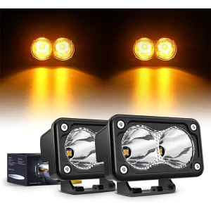 3″ 1082LM Amber LED Light Pods 10W Super Spot Fog Lights Auxiliary Driving Lamp for Motorbike SUV ATV Truck Boat Tractor
