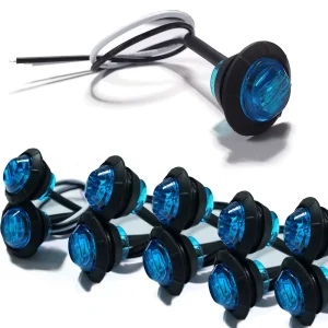 3/4” Blue Round LED Front Rear Side Marker Lights for Truck Car Van Pickup ATV Boat