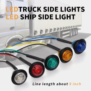 3/4 Inch Round LED Front Rear Clearance Lights Side Marker Indicators for Truck Car Trailer Van Caravan Boat