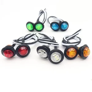 3/4″ Round Car Yellow White Red Green Blue Truck Warning Light Trailer Truck LED Side Marker Light