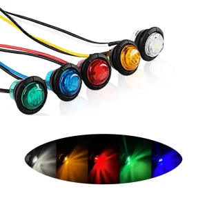 3/4” Round Waterproof Signal Lights 12V 24V Truck LED Side Marker Clearance Light for Car Trailer Van Bus Boat Pickup