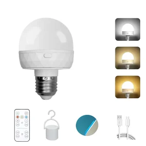 3 Colors Light Remote Control Hanging Camping Lamp Magnetic Battery Operated Emergency Bulb Rechargeable Bulb for Non Hardwired