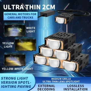 3 Eye Bi LED Driving Light Three Lens Auxiliary Lamp Motorcycle Car Grille Lights 90W 11000LM Spotlights
