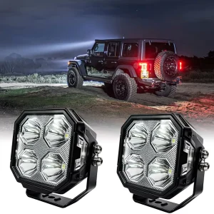 3 Inch 5000LM Pair LED Off Road Pod Lights White Spot Beam Yellow DRL Ditch Lights for Jeep Truck UTV