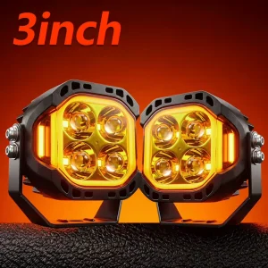 3 Inch Car Light Square Edge Bar Flashing Auto Amber DRL Hi lo Beam LED Work Fog Offroad Driving Lights Car Accessories