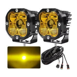 Rally Light Off Road Led Work Light Pod Projector Lens 12V 24V 100W Led Spot Fog Lamp OffRoad Led Pods 3 Inch Amber for Maverick