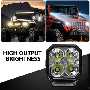 3 Inch Side Shooter LED Pod Lights Yellow White DRL 210° Wide Beam Offroad Auxiliary Lights for Pickup 4×4 SUV