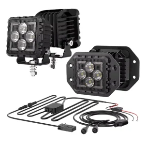 3 Inch Square Off road Work & Strobe Light 20W 2000 Lumen 6000K Universal Fitment Remote Control Off road Vehicle DRL Auxiliary
