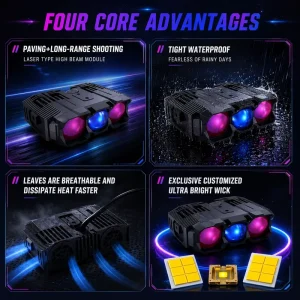 3 Laser TP 5 Auxiliary Light Projector Lens Powerful Double High Beam 220W 6000K Motorcycle Car SUV Net Light