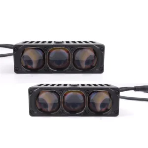 3 Lens Car Front Grille Lights 80W 6500K Car Spotlights Led Grille Lights with Dual Fans External Auxiliary Light