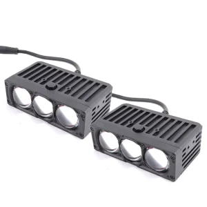 3 Lens Car Front Grille Lights Bi LED Projector Lens 80W 6500K DC12V Auxiliary Driving Lights Car Grille Lights