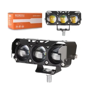 3 Lens Headlight Spot Light Dual Color Laser Driving Lights LED Auxiliary Lights for Motorcycles