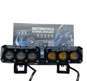 3 Lens Spot Light Fog Lamp Dual Color Motorcycle Driving Lights Led Auxiliary Lights for Motorcycles