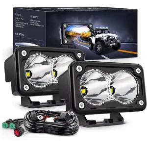 3″ Motorcycle Spotlight Offroad Fog Light With DT Wiring Kit For Motorbike SUV ATV Truck Boat Tractor Forklift
