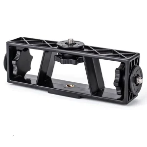 3-Position Phone Clip Holder Tripod Mount Bracket with 1/4″ Adapter for Smartphone, Microphone & Fill Light Live Streaming