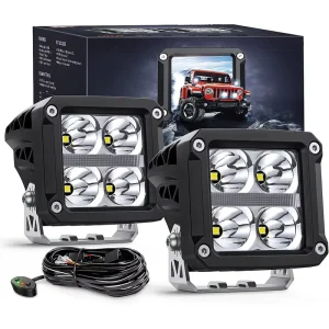 3.2″ Square LED Pod Lights with DRL 20W 2510LM Super Spot Beam Work Light for Off-Road Driving Ditch Lights Truck SUV ATV & UTV