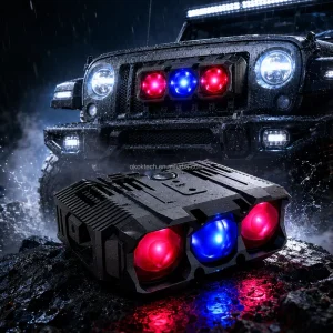 3000K 6000K 3 Eye LED Grille Light TP-6 220W Waterproof Car Auxiliary Lamp for Night Off Road Visibility with Devil Eye