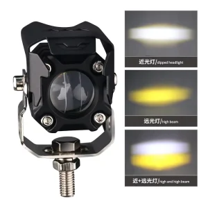 30W Motorcycle Auxiliary LED Driving Lights Fog Lights Dual Color Projector Lights for Auto Pickup SUV 4X4 Boat Truck