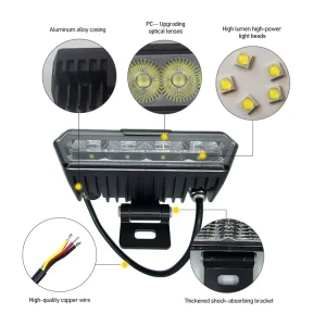 30W Super Bright LED Truck Work Light Bar Flood Beam DRL Fog Lamp for Trailer SUV UTV ATV 4×4 Offroad IP68 Waterproof
