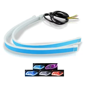30cm 45cm 60cm Dual Color Flexible Sequential DRL LED Daytime Running Light Amber Turn Signal Stripe Lights