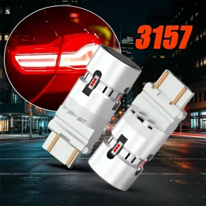 3157 Red LED Bulb Error Free 3156 3057 4157 CANBUS Anti Hyper Flash Car LED Tail Brake Light Bulbs