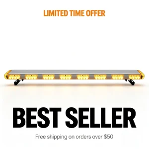315mm Mini Amber LED Warning Light Bar 12-24V 24 LEDs 26W for Snow Plow Trucks 31 Flash Modes Ultra-Bright Signal