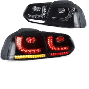 35W 12V LED Tail Lights For Golf 6 MK6 With Sequential Turn Signal Brake DRL Reverse & Fog Lights (Smoke Lens)