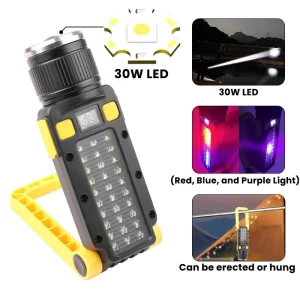 360 Degree Adjustable 300M Range COB Work LED Light 1200 Lumens Rechargeable Magnet Work Lamp with Hook Car Repair Emergency