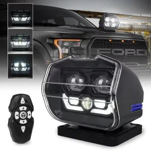 360 Degree Rotating LED Work Light Magnetic Mount Wireless Remote Control Spotlight Outdoor Flood Light