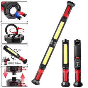 360° Foldable Long Car Emergency Work Led Lamp Handheld Inspection Lamp with Hook Magnetic LED Lighting Auto Inspection Lamp
