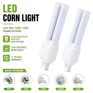 360° LED Corn Light 3CCT Adjustable with G23 G24 GX24 E26 E27 Base CFL Replacement Corn Bulb