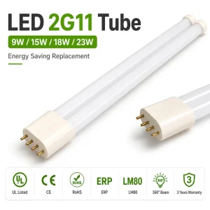 360degree 18W 2G11 LED Tube Bulb 2100lm 4 Pin 2G11 Base LED Retrofit Tube Light 36W CFL Replacement 5000K AC100 277V