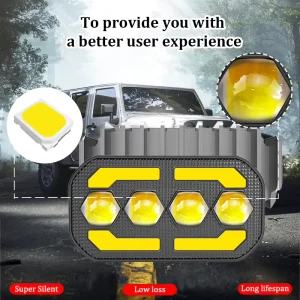 36W LED Work Light Bar Waterproof for Car Motorcycle Off-Road Truck 2-Color Flash Strobe Warning Light Heavy Duty Driving Lamp