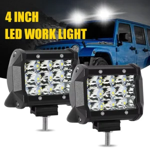 36W White LED Car Light Square Spotlight Die casting Aluminum Auxiliary Lights for Jeep Truck SUV