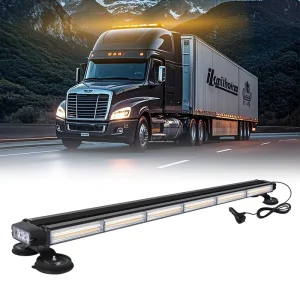 37 Inch Amber Warning Light Bar 4 Side COB LED Strobe IP65 Waterproof Magnetic Safety Lighting Universal Fit