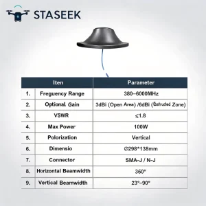 380 6000MHz Wide Coverage Ceiling Omni Fiberglass Antenna for Indoor Drone Detection & Jamming