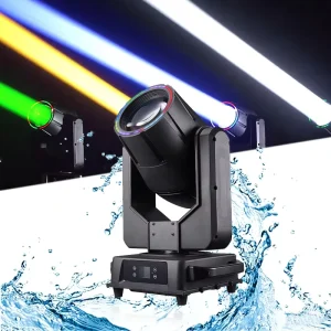 380W Outdoor IP55 Waterproof LED Stage Beam Moving Head RGBW Halo Ring Sound Activated DMX512 Control 8000K Club Party Wedding