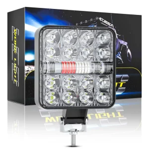 3Inch Square Waterproof LED Work Light Fog Led Driving Light With Red and Blue Flashing Spotlight for Vehicle Car Truck
