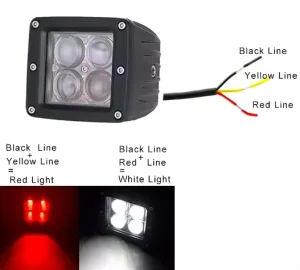 3Inch White Red Spot Square Work Light 12v 24v Car Led Work Light