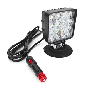 3M 48W LED Work Light Square Van Boat Tractor Truck Switch Cigarette Lighter Flood