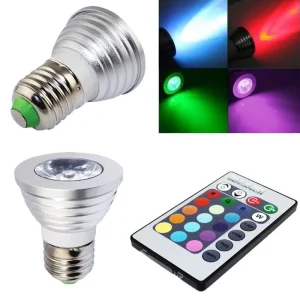 3W LED E27 E14 GU10 RGB LED Bulb 16 Color LED Spotlight with IR Control LED Driver Lamp for Home Party Decor